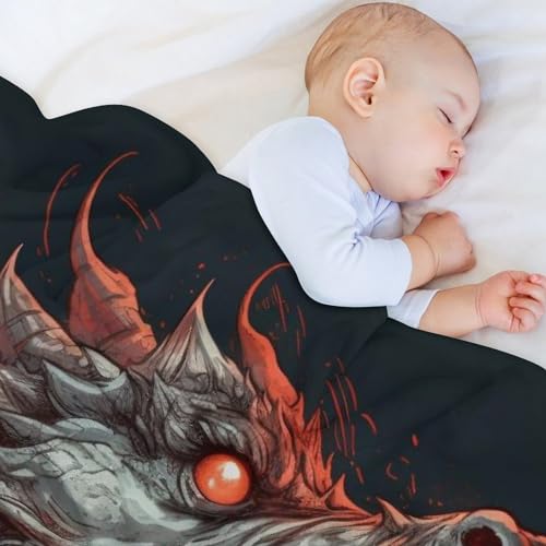 Manta de franela suave para sofá de 140 x 180 cm con estampado de dragón 4
