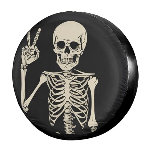 Image of Delerain Funny Skull Spare Tire Cover Wheel Protectors Sun Protector Waterproof for Trailer RV SUV Truck and Many Vehicle(16 Inch for Diameter 29 inch-31 inch)