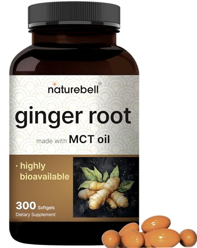 Ginger Root with MCT Oil â€“ 6,000mg Equivalent â€“ 300 Softgels | Highly Bioavailable | 20:1 Root Extract | Herbal Supplements for Digestive Health & Occasional Bloating | Non-GMO, Gluten Free