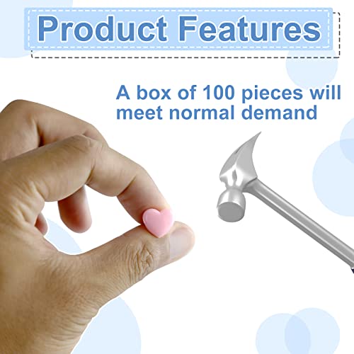 100 Pcs Thumb Tacks Pink Push Pins 0.47 Inch Heart Push Pins for Cork Board Flat Head Thumb Tacks for Bulletin Board Posters Photos Postcards Maps Office Home Decorative