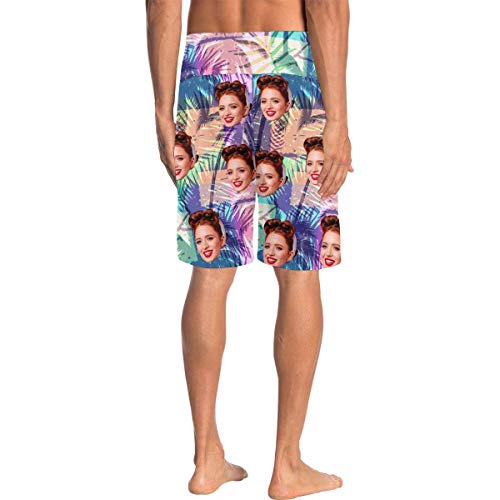 Custom Men's Beach Shorts with Face Personalized Quick Dry Drawstring Waist Beach Swim Trunks Board Shorts2