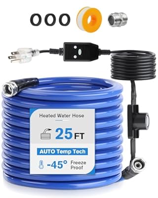 Heated Water Hose for RV 25FT x 5/8", -45°F Anti-Freeze Drinking Water Hose with Auto Thermostat, 25mm Thick Upgrade, Durable & Flexible, Anti-Burst Design, US Standard Leak-Free Fittings