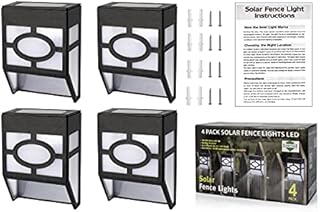 ADEPTNA 4 Pack Solar Fence Lights LED for Outdoor Garden Deck Fence Patio Path Yard Landscape Walkways Sheds etc