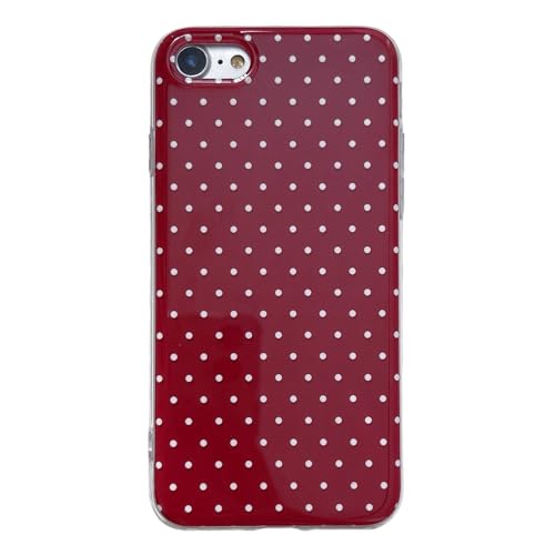 QLTYPRI Cute Phone Case for iPhone SE 3rd & 2nd Gen, for iPhone 8/7 Case Polka Dot Fashion Aesthetic Design for Women Girls, Slim TPU Shockproof Protective Phone Cover for iPhone 7/8/SE - Wine Red