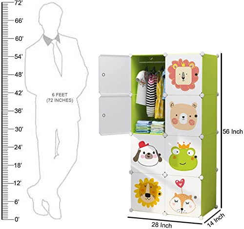 Image of Multi-Purpose Plastic Soft Sheet Wardrobe Storage Rack Closest Organizer for Clothes Kids Living Room Bedroom Small Accessories Wardrobe Organizer for Clothes (Green), 142 Cm, 71 Cm
