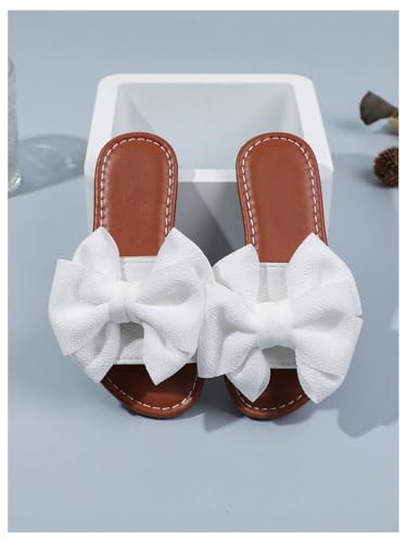 GORGLITTER Girl's Bow Flat Slip on Sandals Round Open Toe Summer Slides Sandal4 GORGLITTER Girl's Bow Flat Slip on Sandals Round Open Toe Summer Slides Sandal4