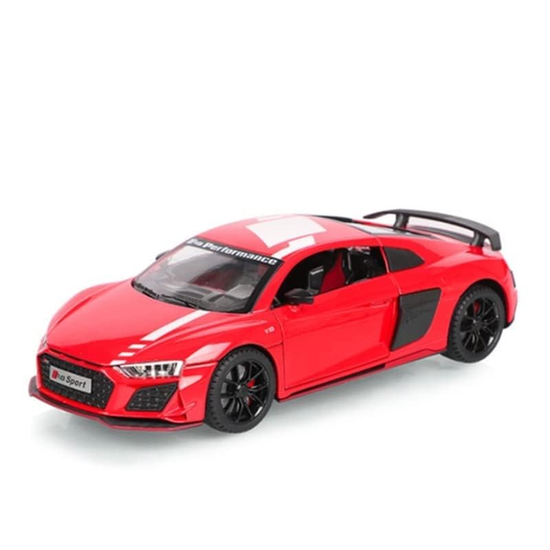 Image of Scale Exclusive Alloy Metal Pull Back | Die-cast Car Model with Sound Light Mini Auto Toy for Kids Metal Model Toy Car with Sound and Light (1.24 Scale -DC AODI R8 V10-RED)