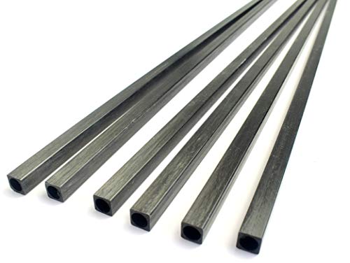 Cncarbonfiber TUBE-SQUARE6 6 Pcs 6Mm Square Carbon Fiber Tubes 6X6X5X420Mm Inner Round(Od 5Mm),3/4/8/10Mm Available,Pultruded Carbon Fiber Rods thumb #1