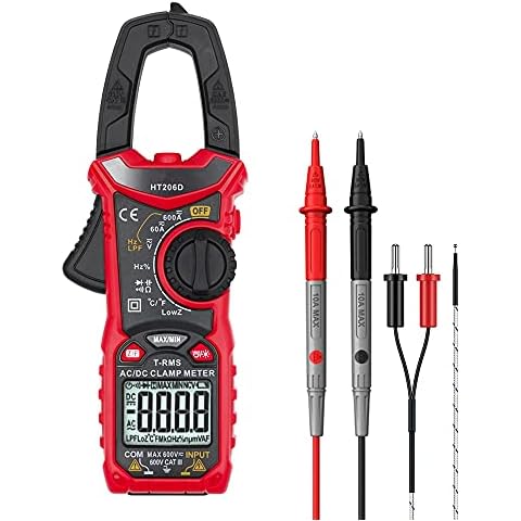 Intendvision Digital Clamp Meter T-RMS 6000 Counts, Amp Clamp Multimeter Voltage Tester Auto-ranging, NCV AC DC Current Voltage Resistance Capacitance Frequency Diode Temperature Measure Tester HT206D Cover
