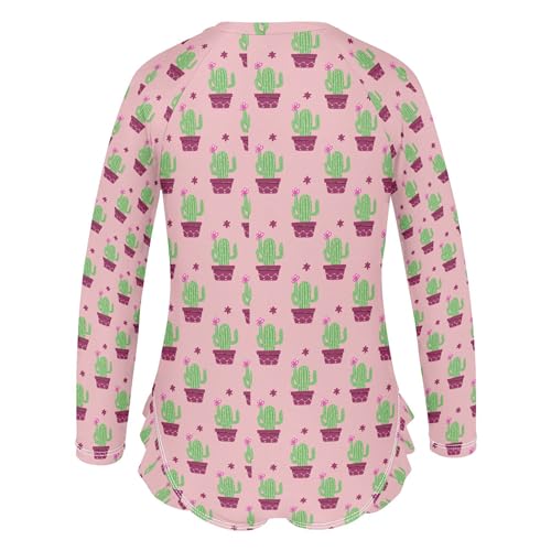 Cactus Girls Long Sleeve Rashguard Swimsuit UV Protection One-Piece Swimwear Bathing Suit B04048833