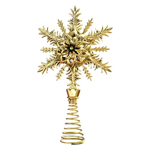 Weihnachtsbaum Topper Dekoration - Schneeflocke Christbaumspitze, Gold...