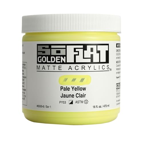 SoFlat Matte Acrylics by GOLDEN, Pale Yellow, 16 fl. oz. Jar, Professional Acrylic Paint, Semi-Opaque