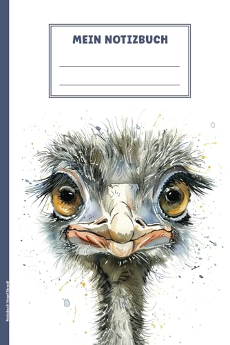 Notizbuch Vogel Strauß: Buch für Notizen mit Strauss Notizheft A5 schönes Vogelmotiv Geschenk für Straußenvogel Fans und Vogelliebhaber von Afrikanischen Sträuße Schreibheft liniert mit Laufvogel