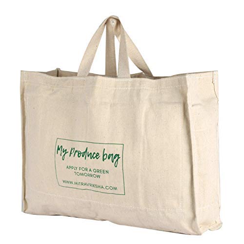 THE GREEN CHAPTER - Canvas Shopping Bags Grocery Cotton with Pockets Heavy Duty