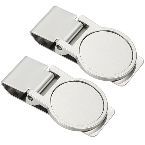 PATIKIL 2 Pcs Stainless Steel Money Clip, Metal Slim Wallet Clip for Men Round Brushed Money Holder Minimalist Front Pocket Wallet for Credit Card Business Card