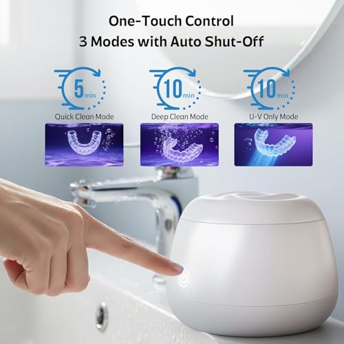 Image of Ultrasonic Retainer Cleaner Machine 48kHz Denture and Aligner Cleaning Pod for Mouth Guards Night Guards Dental Trays Braces Toothbrushes Jewelry with 200ML Capacity (Green)