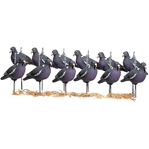 Heerweiyi Dove Pigeons Decoys for Hunting, Pack of 12 Space Saving, Outdoors Dove Hunting Gear with Stick Peg Cover