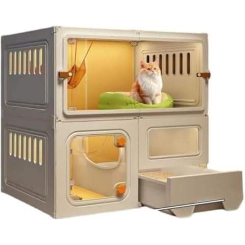 EnergyDeer猫用別荘 トイレ一体型 室内用猫ベッド 猫ケージ 猫ハウス 小型キャビネット 猫小屋 空ケージ スタイリッシュ 大容量 (二?70*45*70,a)