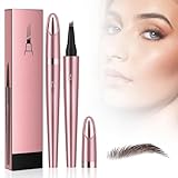 Eyebrow Microblading Pen: 2024 New Eyebrow Tattoo Pencil 4Fork Tip 3D Microblading Eyebrow Pencil Contouring Pen,Natural LongLasting Fine Stroke Microblading Eyebrow Pencil for WomenGirl (Dark Brown)