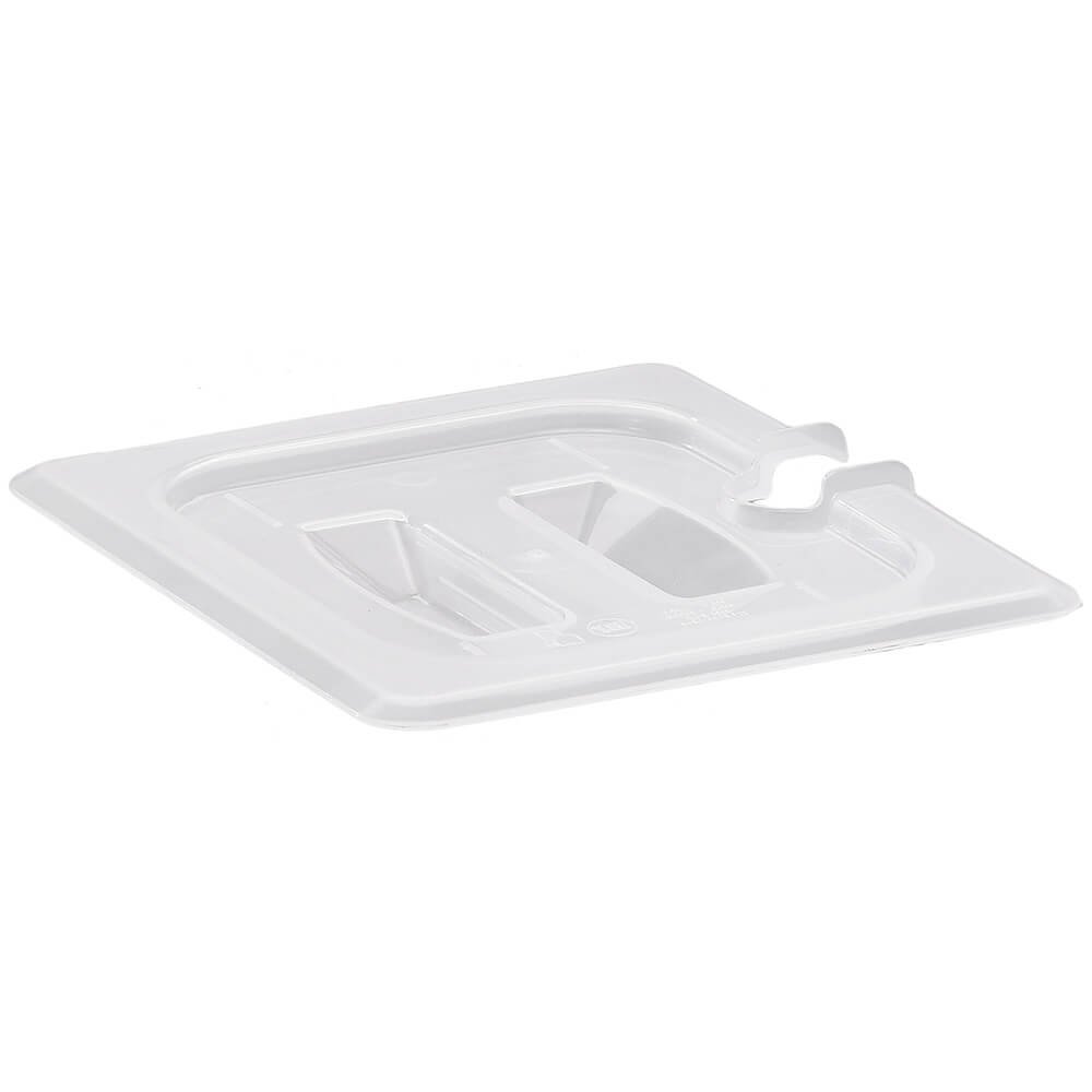 1/6-Size Notched Food Pan Cover w/Handle by Cambro – Polypropylene, Clear, Pack of 6, Model 60PPCHN190