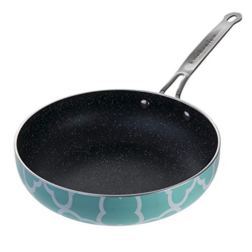 Decorative Non Stick Frying Pans Wok - Deep Skillets Induction Ready Hard Anodized Granite Marble Stone Coating Pan 95 inch for CookingBaking on Stove or Oven with Stainless Steel Ergonomic Handle