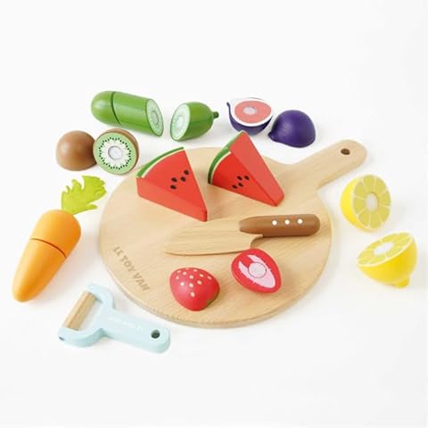 Le Toy Van - Wooden Chopping Board and Super Food Set | Perfect for Supermarket, Food Shop or Cafe Pretend Play – Suitable for Boys & Girls Age 24+ Months Cover
