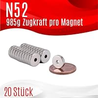 [20 Stück] Neodym Magnet Ringmagnete extra stark Magnetring Magnete Mit 2mm Loch Bohrung Runder Ring 8mm x 2mm Scheiben Flach Rund – Ansicht 3