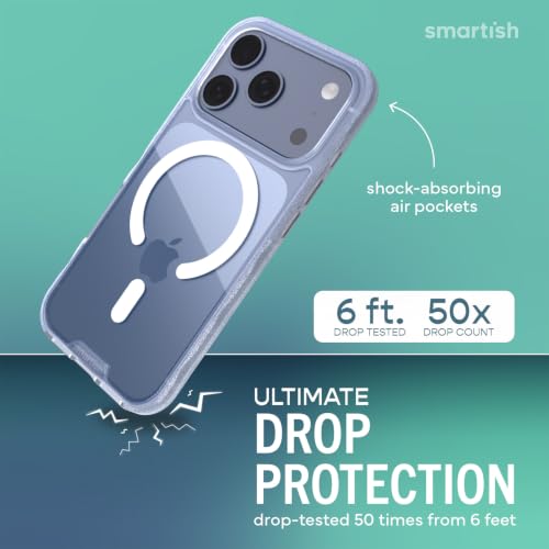 Image of Smartish iPhone 17 Pro MagSafe Clear Case - Gripmunk Magnetic Slim Case [Lightweight + Protective] Anti-Yellowing Thin Grip Clear Cover for Apple iPhone 17 Pro - Clearly Clear