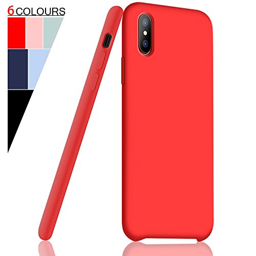 Fuleadture Funda iPhone XS MAX, [Compatible con Carga Inalámbrica] Original Slim Líquido de Silicona Gel Carcasa Totalmente Protectora Caso Cover Case para Apple iPhone XS MAX 6,5