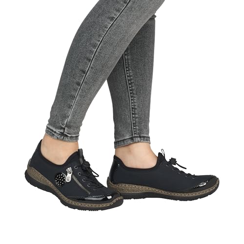 Rieker - Zapatillas sin Cordones Mujer, Azul (Schwarz/Pazifik/Baltik/Schwarz 01), 36 EU