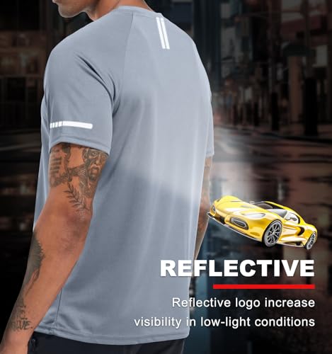 Image of Men's Quick-Dry Sportswear T-Shirts,4 /6 Pack Breathable Moisture Wicking Gym Tops for Training & Workout,Short Sleeve Tees