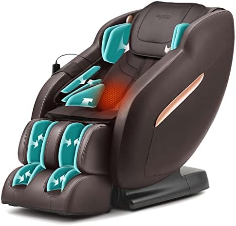 MYNTA Massage Chair Full Body, 3D SL Track Massage Chair Recliner with Smart Acupoint Scanning, Thai Stretch, Zero Gravity, Bluetooth Speaker, Foot Rollers and Waist Heating(Espresso)