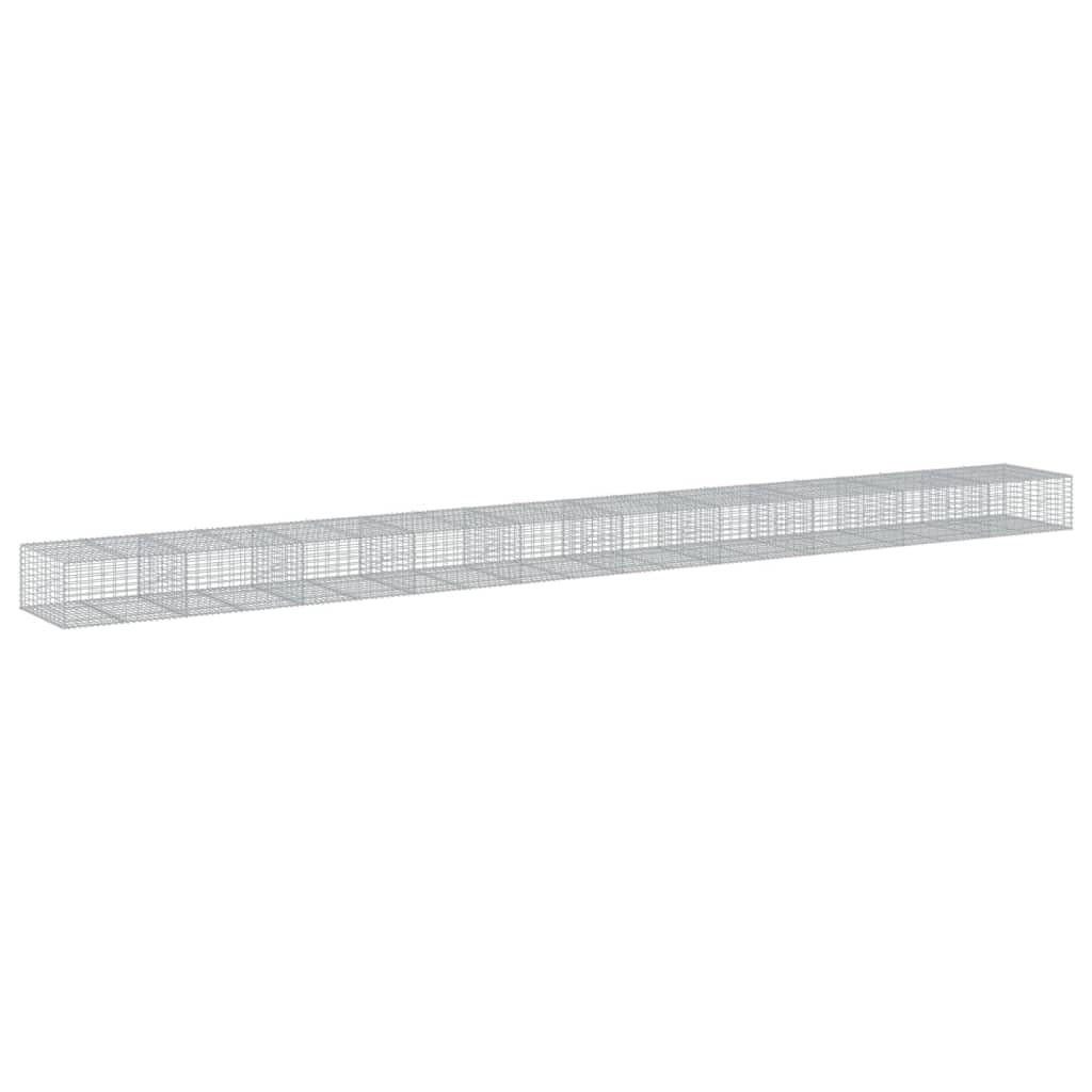 Gavión con tapa, 1000 x 100 x 50 cm, cesta de piedra | Cesta de alambre galvanizado resistente para jardín, ideal como protección visual o borde de parterres sin piedras.