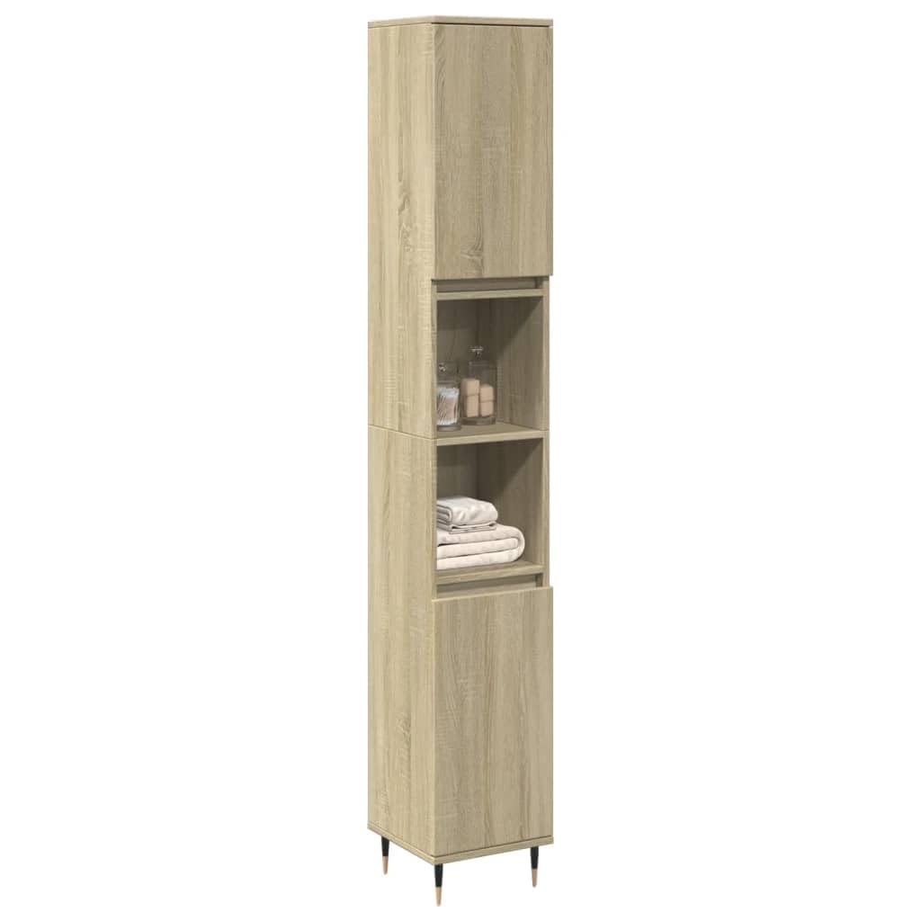 vidaXL Armario de baño Madera contrachapada Roble Sonoma 30x30x190 cm, Armario de Almacenamiento de baño, Unidad de Almacenamiento de baño, Mueble de baño de Piso