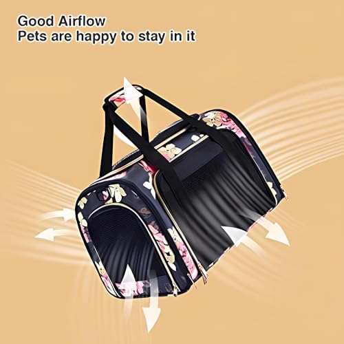 Image of KIKA Pets AeroNest Cat Bag Carrier | Small Dog Puppy Bag Carrier | Airline Dimension Approved Akasa - Medium Size (18 x 9.8 x 9.9 inches), French Peony Print