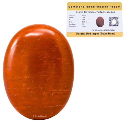 Image of Certified Red Jasper Crystal Palm Pebbles Stones for Anxiety Stress Relief Massage - AAA Grade Original Healing Gemstone Agate Palm Stone for Yoga Meditation Spiritual Reiki Feng Shui