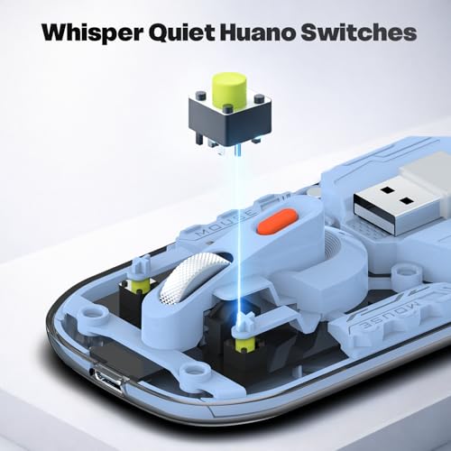 Image of Amkette Epic TP Advanced Transparent Wireless Mouse /Bluetooth Mouse Rechargeable, USB-A+USB-C Nano Receiver, 3200DPI, Type-C Charging, 3 Device Connectivity for Laptop, PC, MacBook, Tablet & More