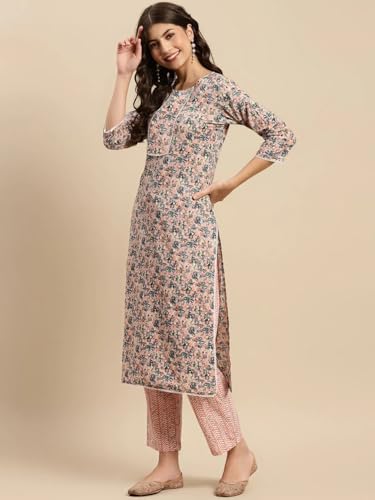 Image of FABNEX Kurta Set for Women | Women Kurta Pant Set |Cotton Blend Regular Women Kurti with Dupatta (Mix Kurta Set 2)