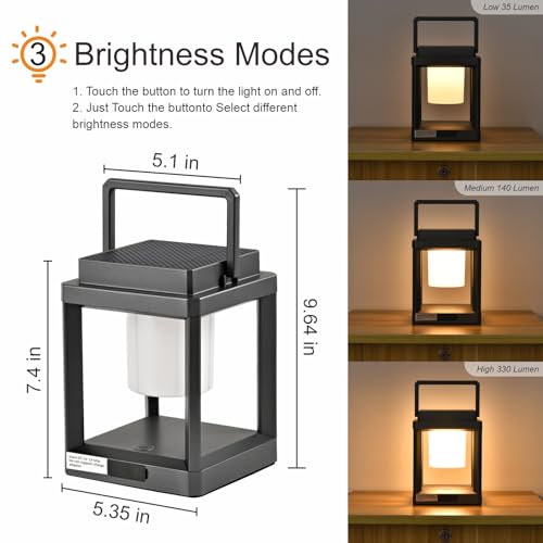 LETRY Solar Outdoor Table Lamp: Outdoor Lanterns for Patio Waterproof,Portable Rechargeable Solar Lamp
