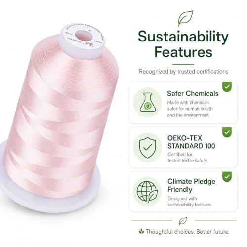 Image of Simthread 5000M 40WT Polyester Embroidery Thread, Light Peach Pink S086 | 5000M 40WT polyester thread feeds smoothly for machine embroidery, monograms, logos, patches and quilting.