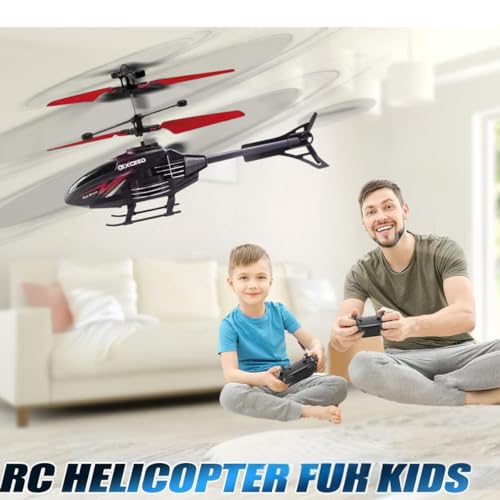 Image of RC Helicopter with Hand Gravity Sensor for Kids 4+, Flying Remote Control Helicopter Toy, Chargeable with 3D LED Light Safety Sensor, Indoor Outdoor Play, Gift for Boys & Girls (BlackRed)