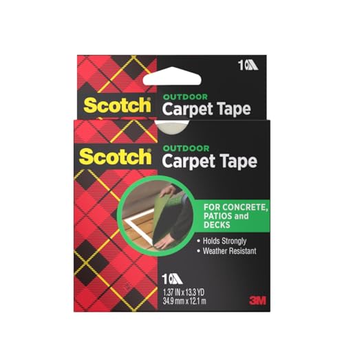 3M Scotch Double-Sided Carpet Tape 1.3 in x 40 ft Heavy Duty Indoor/Outdoor Rug Gripper for Hardwood Vinyl Tile & Concrete Floors Non-Slip Adhesive for Area Rugs and Mats