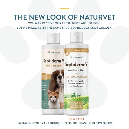 Image of NaturVet Septiderm-V Skin Care Bath Wash for Dogs & Cats - Pet Health Supplement for Dermatitis, Dog Skin Allergies, Itching, Hot Spots - Pet Shampoo, Grooming Aid - 8 Oz.