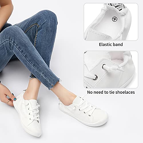 Image of BENPAO Women's Canvas Slip on Sneakers White Tennis Shoes