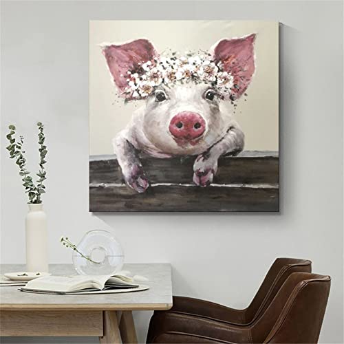 Liijpgg Pigs With Flower Crowns Poster Decorative Painting Canvas Wall Art Living Room Posters Bedroom Painting 12X12Inch thumb #2