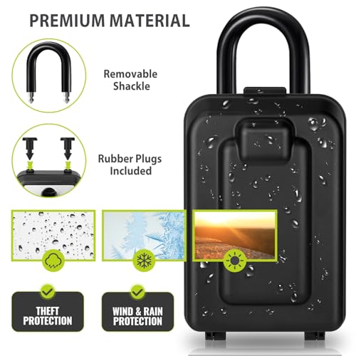 ZENTREON Key Lock Box, Weatherproof Lock Box for Keys with Code, 12-Digit Combination Lock Storage Box, Large Safe Security Lockbox for House, Office, Garage, Sturdy Wall-Mounted & Hanging Key Hiders by ZENTREON - Image 4