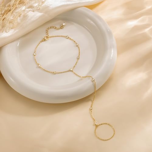 14K Gold Plated/Silver Bracelets for Women Hand Chain Dainty Cute Beaded Stack Jewelry4
