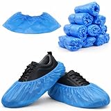 VEZODEK Blau Schuhüberzieher Einweg Antirutsch Überschuhe Schuh Überzieher | Regenüberzieher Regen Schuhschoner Fahrradüberschuhe Wasserdicht Shoe Cover Overshoes (30, 38x12cm)