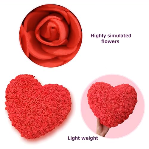 DecorTwist® Heart-Shaped Rose Foam Flower Gift | Valentine's Day, Wedding, Anniversary, Christmas Decor | Romantic Love Simulation Flower for Girlfriend & Home Decoration (Red) 5 41 wkgPQebL
