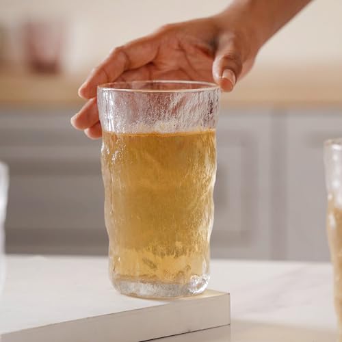 Image of Inovique Enterprises Frosted Clear Water Glass Set of 10 | 350ml Transparent Glacier Water Glass Tumblers for Cold Drinks, Mocktails & Daily Use